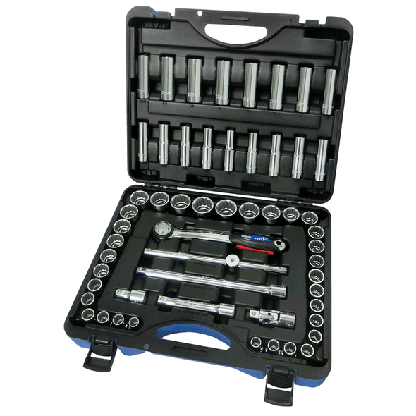 55 Pc 1/2" Dr SAE/Metric Socket Set - 12 Point