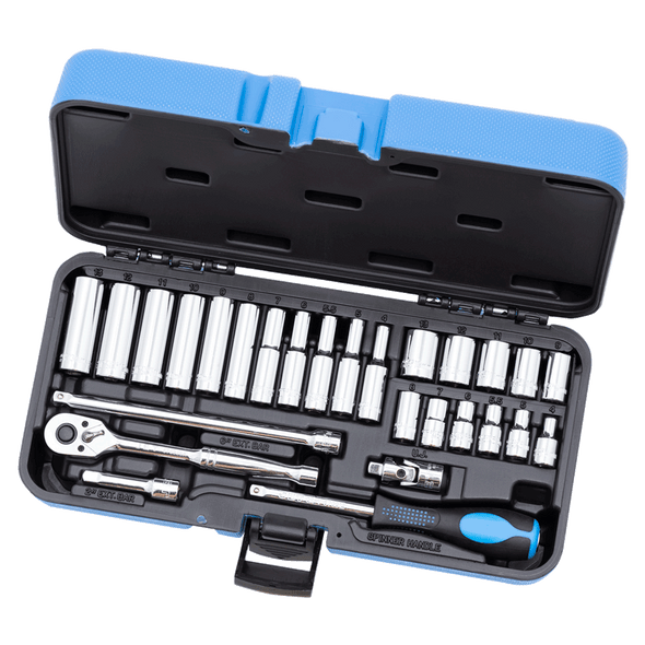 28 Pc 1/4" Dr Metric Socket Set -12 Point
