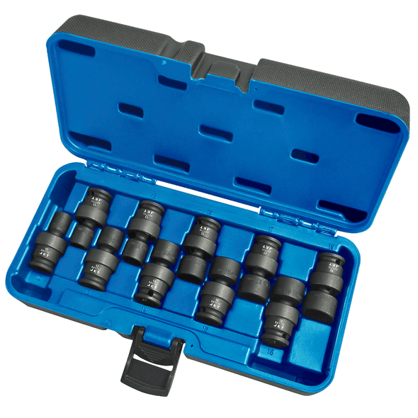 10 Pc 3/8" Dr Metric Universal Impact Socket Set - 6 Point