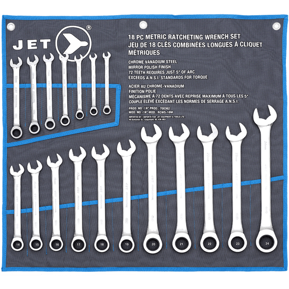 Ratcheting Wrench Set - Metric - 18 Pc