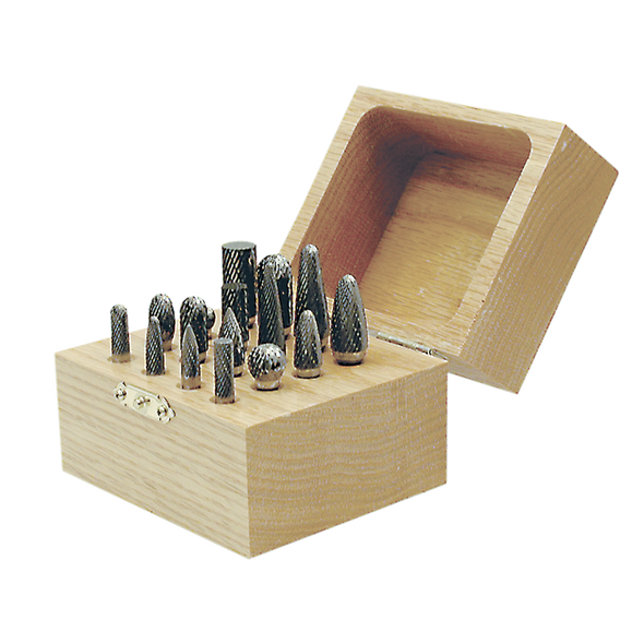 16 PC JET-KUT Carbide Bur Set in Wooden Box