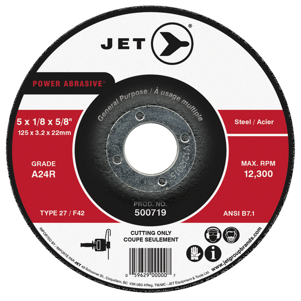 5 x 1/8 x 5/8 A24R POWER ABRASIVE T27 Cut-Off Wheel
