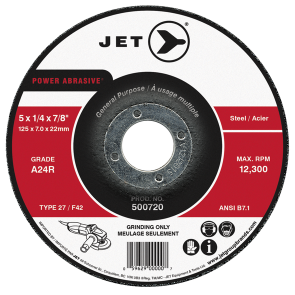 5 x 1/4 x 7/8 A24R POWER ABRASIVE T27 Grinding Wheel