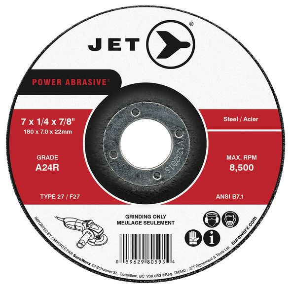7 x 1/4 x 7/8 A24R POWER ABRASIVE T27 Grinding Wheel