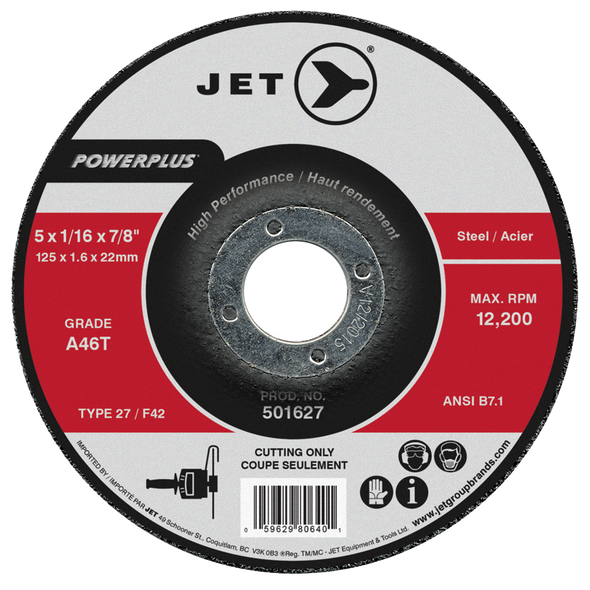 5 x 1/16 x 7/8 A46T POWERPLUS T27 Cut-Off Wheels