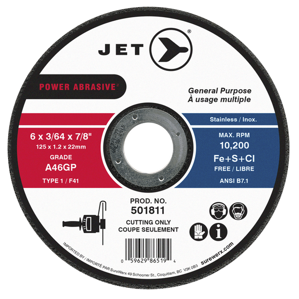 6 x 3/64 x 7/8 A46GP POWER ABRASIVE T1 Cut-Off Wheel