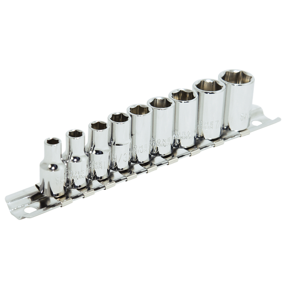 9 PC 1/4" DR S.A.E Socket Set - 6 Point