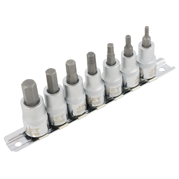 7 PC 3/8" DR Metric 2" Long Hex Bit Socket Set
