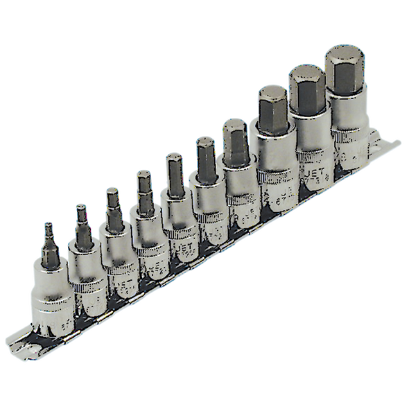 10 PC 3/8" & 1/2" DR S.A.E. Hex Bit Socket Set