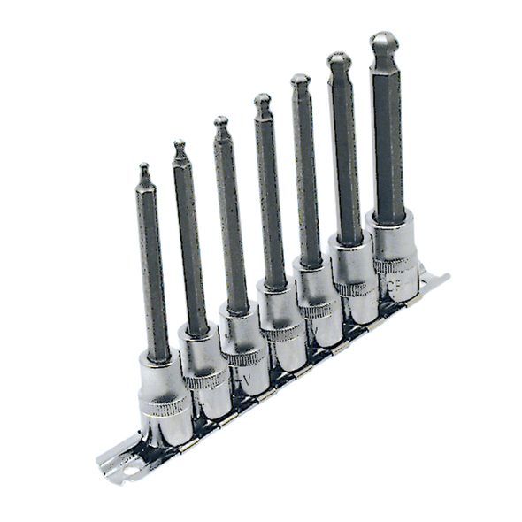7 PC 3/8" DR S.A.E. 4" Long Ball Nose Socket Set