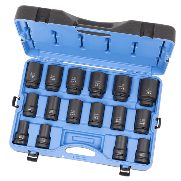 16 PC 1" DR Deep S.A.E. Impact Socket Set - 6 Point