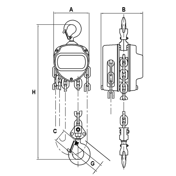 2 Ton 20' Lift VCH Series Chain Hoist