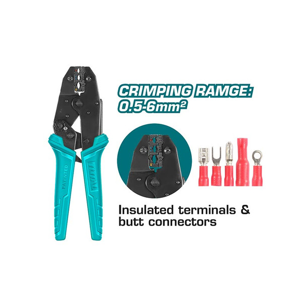 Ratchet Crimping Plier (0.5-6mm²) For Insulated