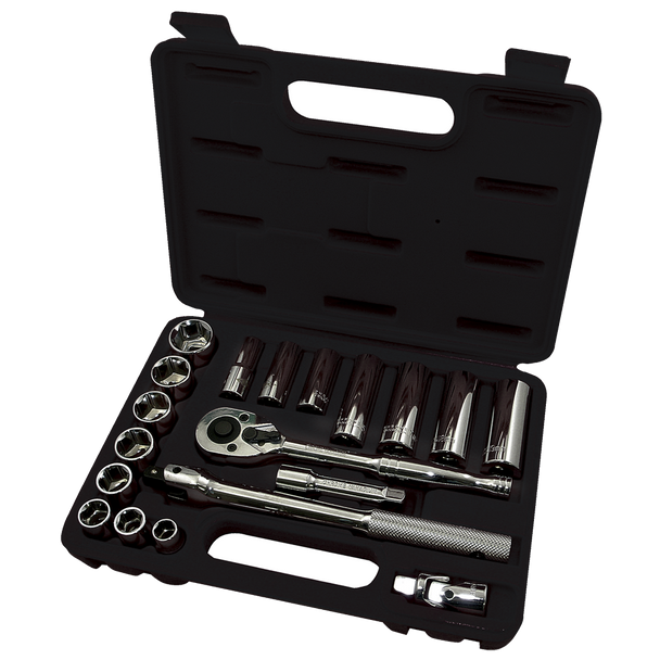 ITC 3/8" Drive Metric Chrome Socket Wrench Set - 20 PC
