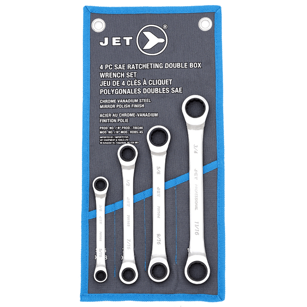 Ratcheting Double Box Wrench Set - SAE - 4 Pc