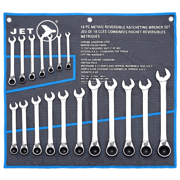 Reversible Ratcheting Wrench Set - Metric - 18 Pc
