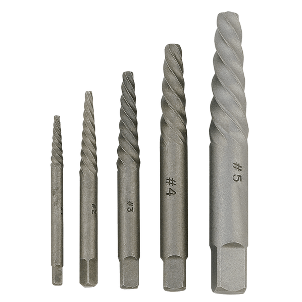 5 Pc Spiral Type Screw Extractor Set