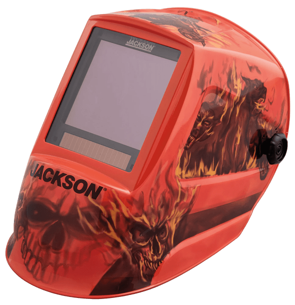 Premium Graphic Welding Helmet - ADF Variable Shade - Hell Fire