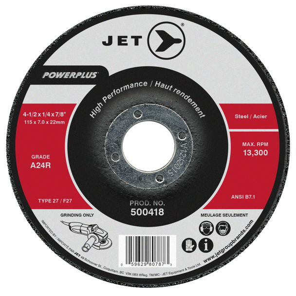 4-1/2 x 1/4 x 7/8 A24R POWERPLUS T27 Grinding Wheel