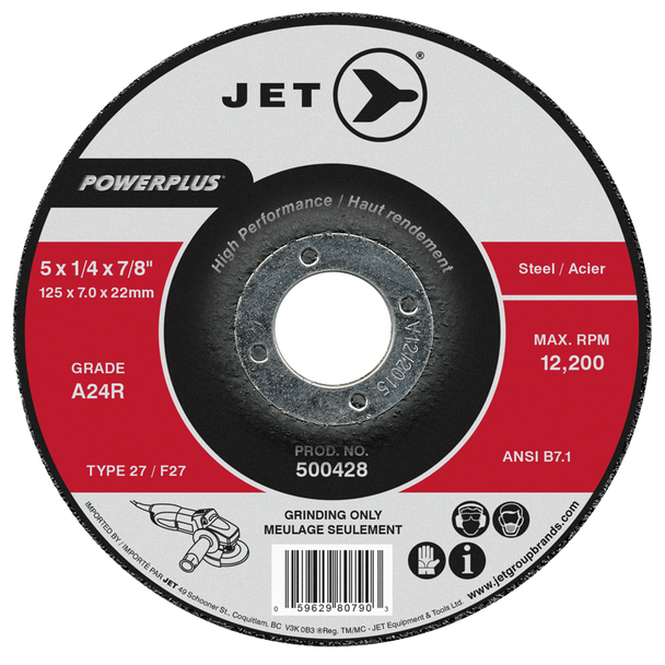 5 x 1/4 x 7/8 A24R POWERPLUS T27 Grinding Wheel