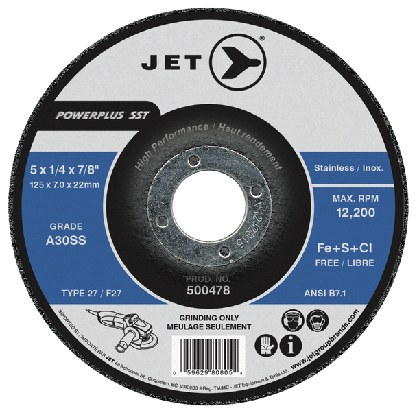 5 x 1/4 x 7/8 A30SS POWERPLUS SST T27 Grinding Wheel