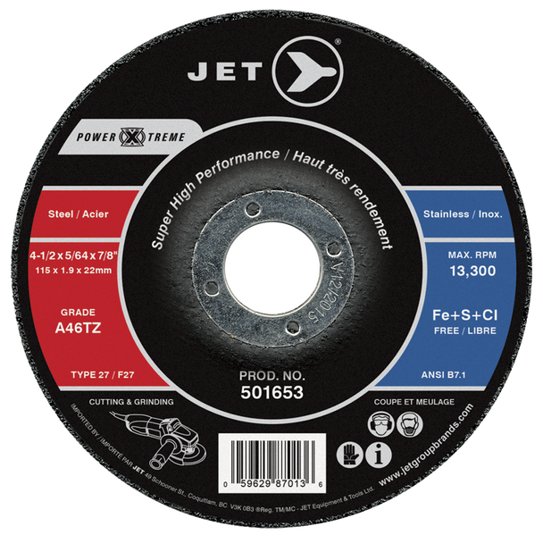 4-1/2 x 5/64 x 7/8 A46PX-DUO POWER-XTREME DUO T27 Cutting and Light Grinding Wheel