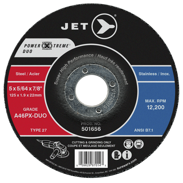 5 x 5/64 x 7/8 A46PX-DUO POWER-XTREME DUO T27 Cutting and Light Grinding Wheel
