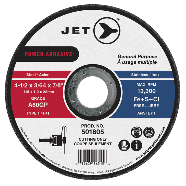 4-1/2 x 3/64 x 7/8" A60GP POWER ABRASIVE T1 Cut-Off Wheel