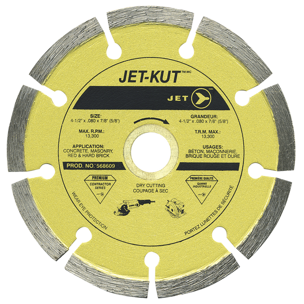 4-1/2 x .080 x 7/8 (5/8) JET-KUT Premium Segmented Diamond Blade