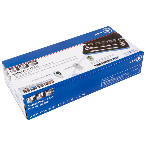 15 PC 3/8" DR Metric Socket Wrench Set - 6 Point