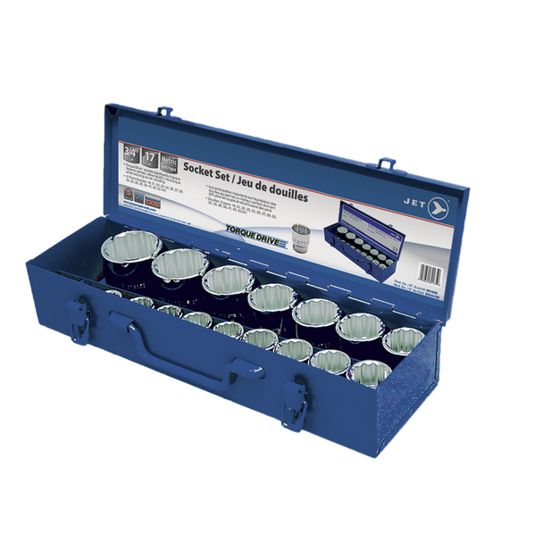 17 PC 3/4" DR Metric Socket Set - 12 Point