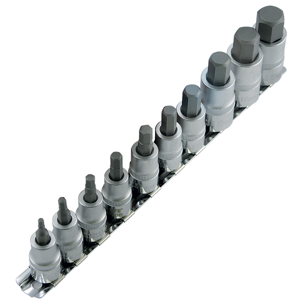 10 PC 3/8" & 1/2" DR Metric Hex Bit Socket Set