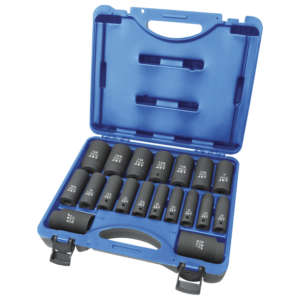 19 PC 1/2" DR Deep S.A.E. Impact Socket Set - 6 Point
