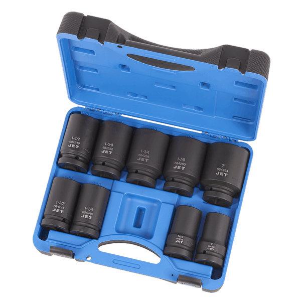 9 PC 1" DR Deep S.A.E. Impact Socket Set - 6 Point