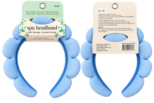 Lindo Soft Sponge Spa Headband – Light Blue