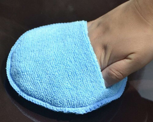 Microfibre terry cloth with sponge and hand pocket
