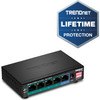 TRENDnet 5-Port Gigabit Long Range PoE+ Switch, 4 x Gigabit PoE+ Ports, 1 x Gigabit Port, 32W PoE Budget, 10Gbps Switching Capacity, Extends PoE+ 200m (656 ft), Lifetime Protection, Black, TPE-LG50