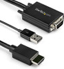 2m VGA to HDMI Converter Cable with USB Audio Support & Power - Analog to Digital Video Adapter Cable to connect a VGA PC to HDMI Display - 1080p Male to Male Monitor Cable