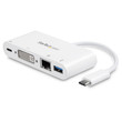StarTech USB-C Multiport Adapter with DVI - USB 3.0 Port - 60W Pd - White - DKT30CDVPD