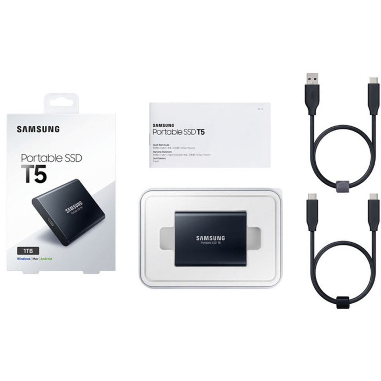 Samsung T5 MU-PA1T0B/AM 1 TB Portable Solid State Drive - 2.5" External - Black