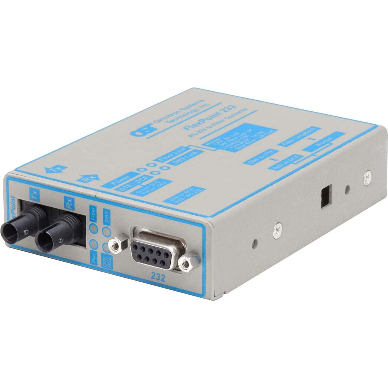 FlexPoint RS-232 Serial Fiber Media Converter DB-9 ST Multimode 2.5km