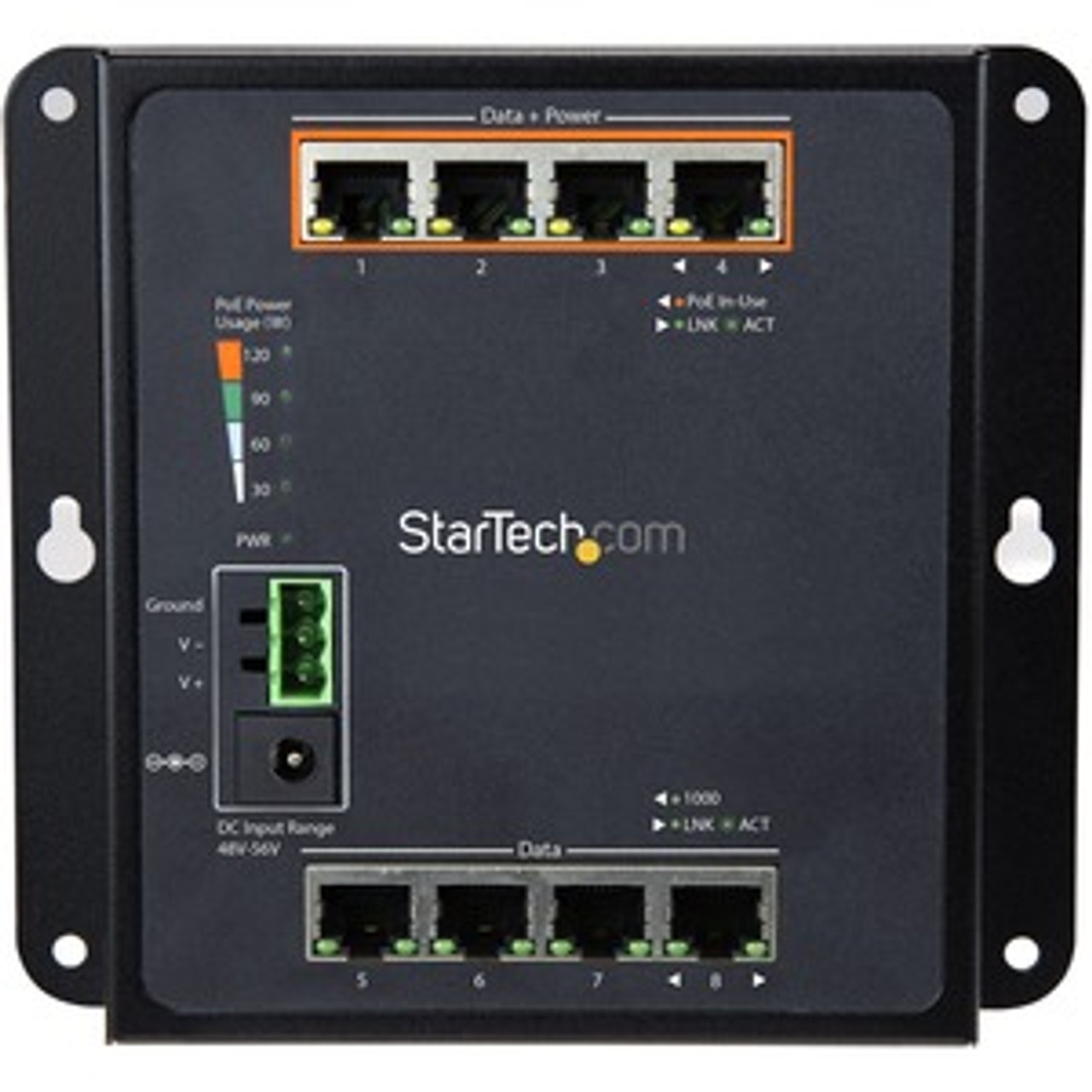 StarTech Industrial 8 Port Gigabit PoE Switch