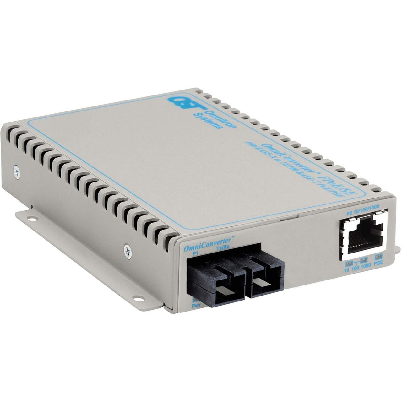Omnitron Systems OmniConverter SE 10/100 PoE Fast Ethernet Fiber Media Converter Switch RJ45 SC Single-Mode 30km - 9363-1-11