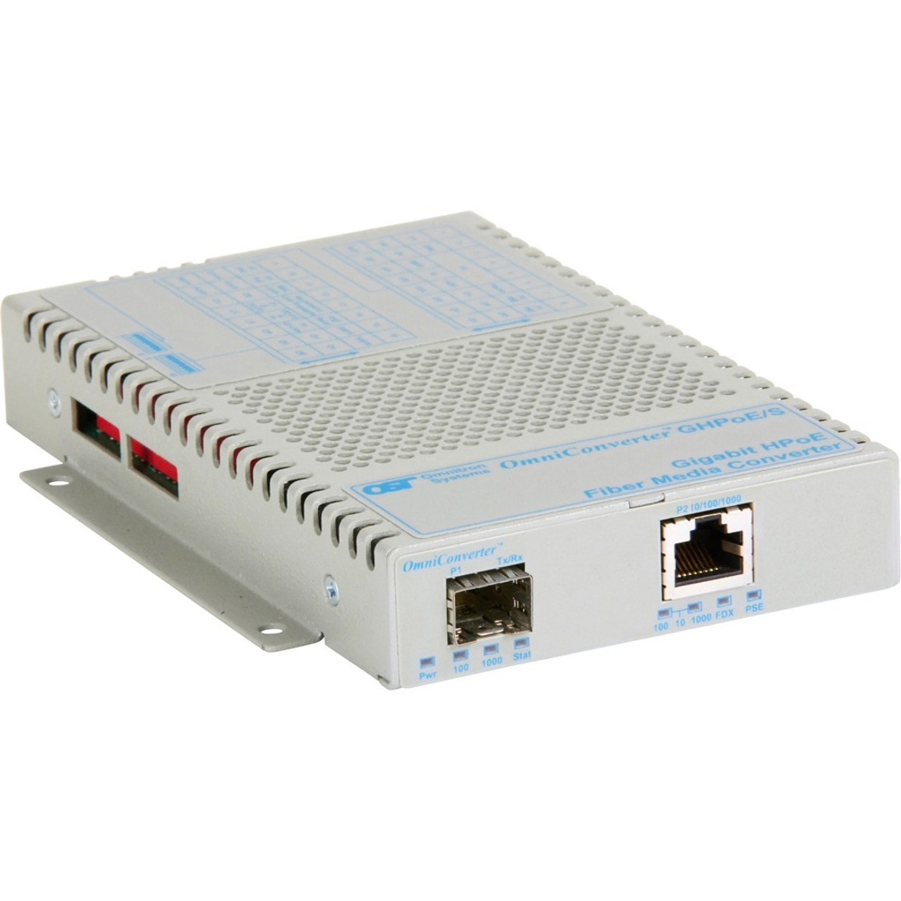 OmniConverter 10/100/1000 60W Hi-PoE Gigabit Ethernet Fiber Media Converter Switch RJ45 SFP - 9519-0-11