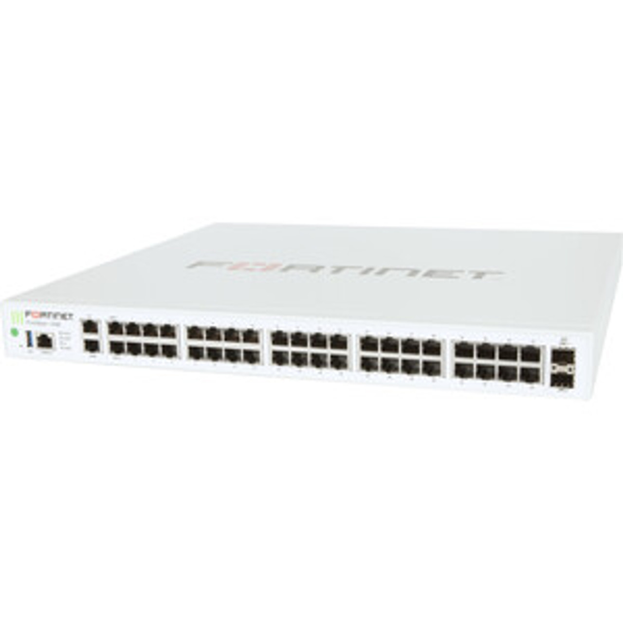 Fortinet FortiGate 140E Network Security/Firewall Appliance - 40 Port - 1000Base-X, 1000Base-T - Gigabit Ethernet - AES (256-bit), SHA-256 - 40 x RJ-45 - 2 Total Expansion Slots - 1U - Rack-mountable, - FG-140E-BDL-980-60