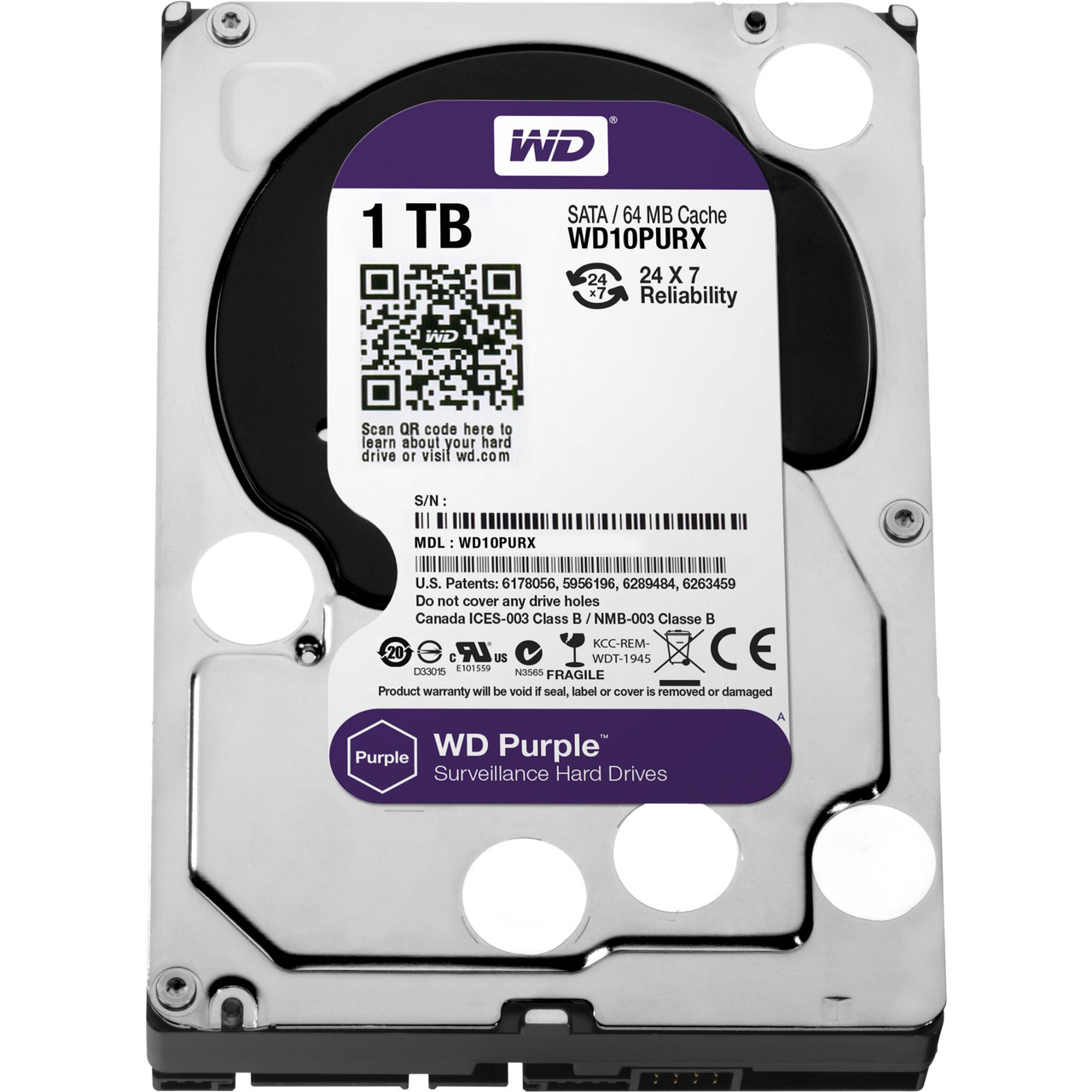 WD Purple WD10PURX 1 TB Hard Drive - 3.5" Internal - SATA (SATA/600)