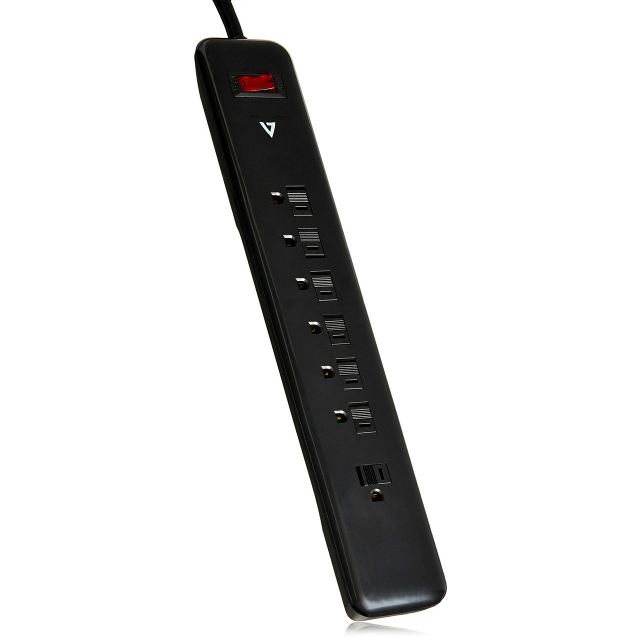 V7 7-Outlet Home/Office Surge Protector, 1200 Joules - Black