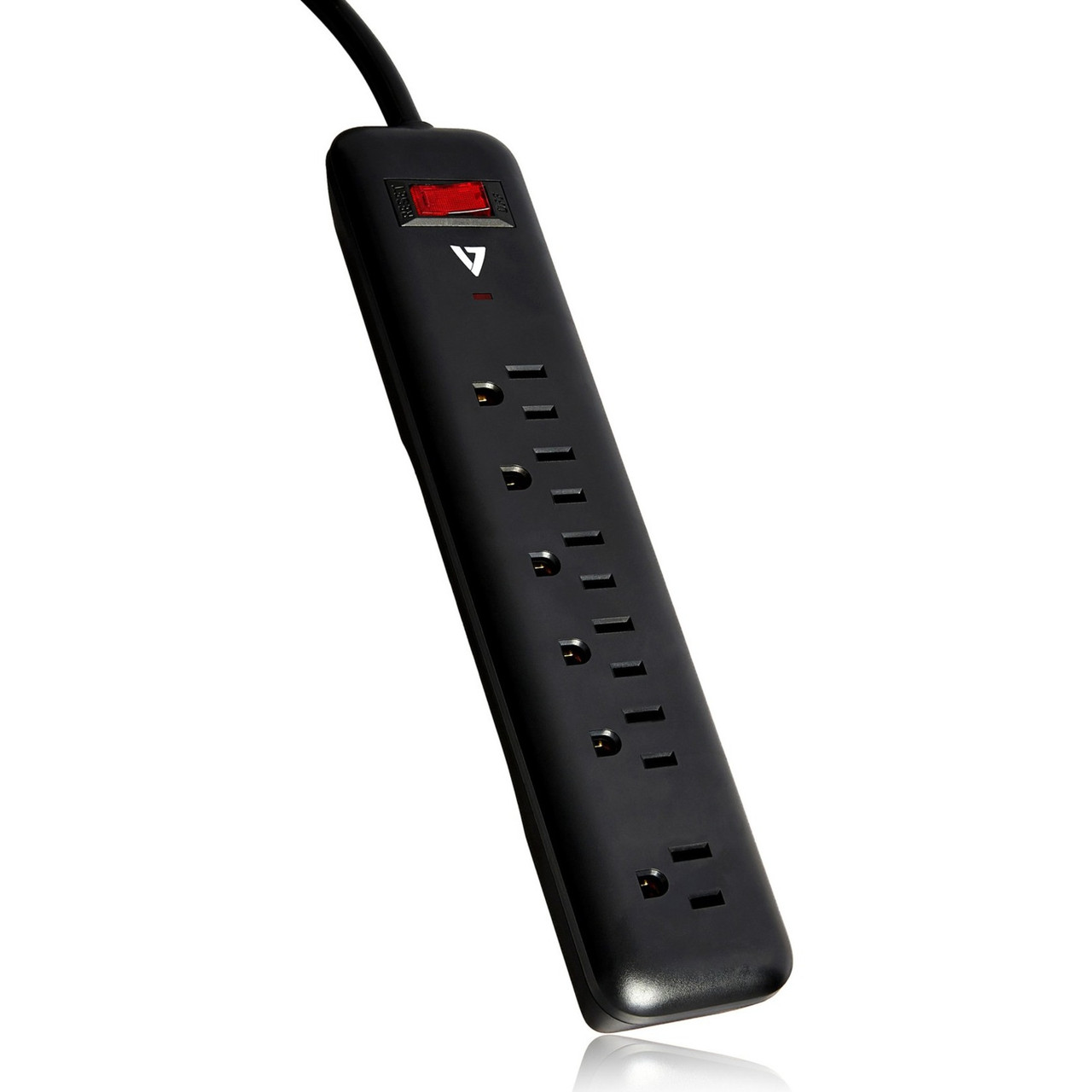 V7 6-Outlet Home/Office Surge Protector, 900 Joules - Black