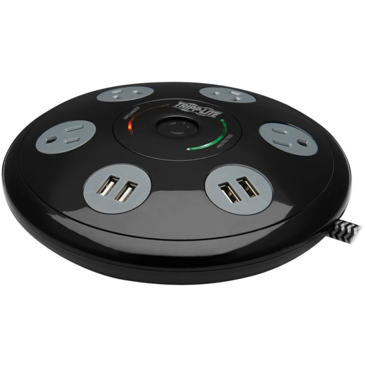 Tripp Lite Conference Surge Protector with 4 5-15R Outlets & 4 USB-A Ports 6ft Cord Black