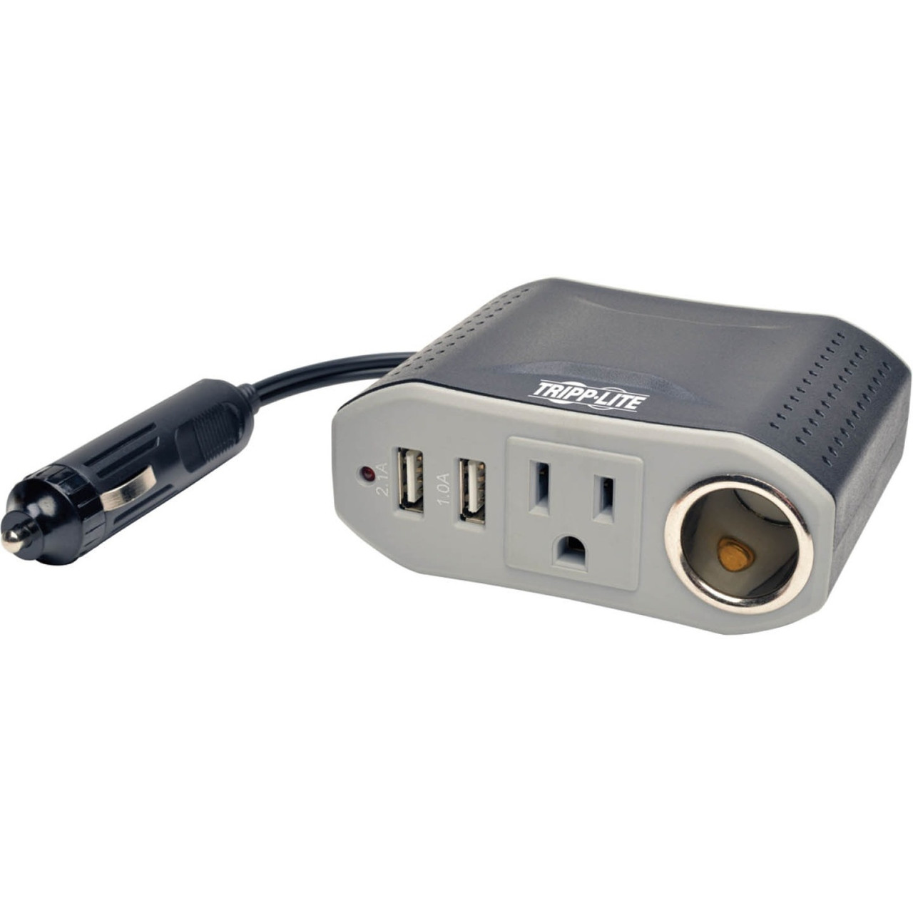 Tripp Lite Ultra-Compact Car Inverter 100W 12V CLA 120V 2 USB Charging Ports 1 Outlet